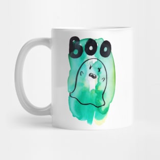 Boo - Green Watercolor Ghost Mug